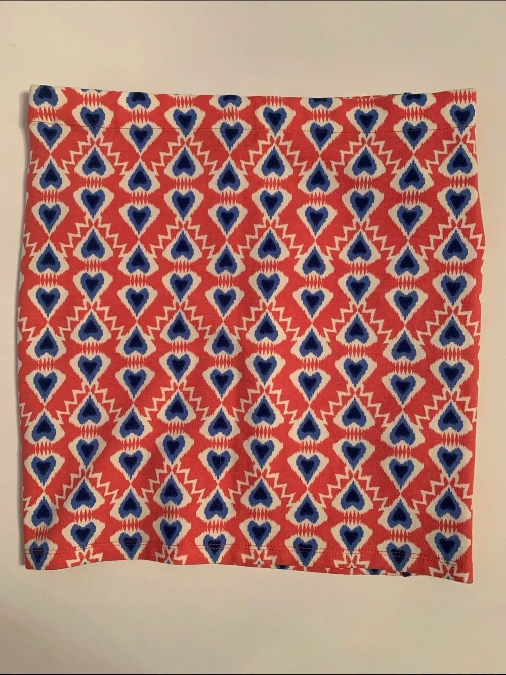 Zara Trafaluc Pink and Blue Heart Stretch Pencil Mini Skirt Size M